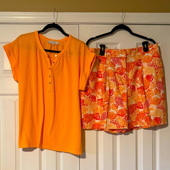 LOFT Pants - Loft Top and Peyton Shorts Size L and 12
